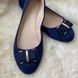 Size 9 - Aldo Navy Bow Suede Ballet Flats Lovecia